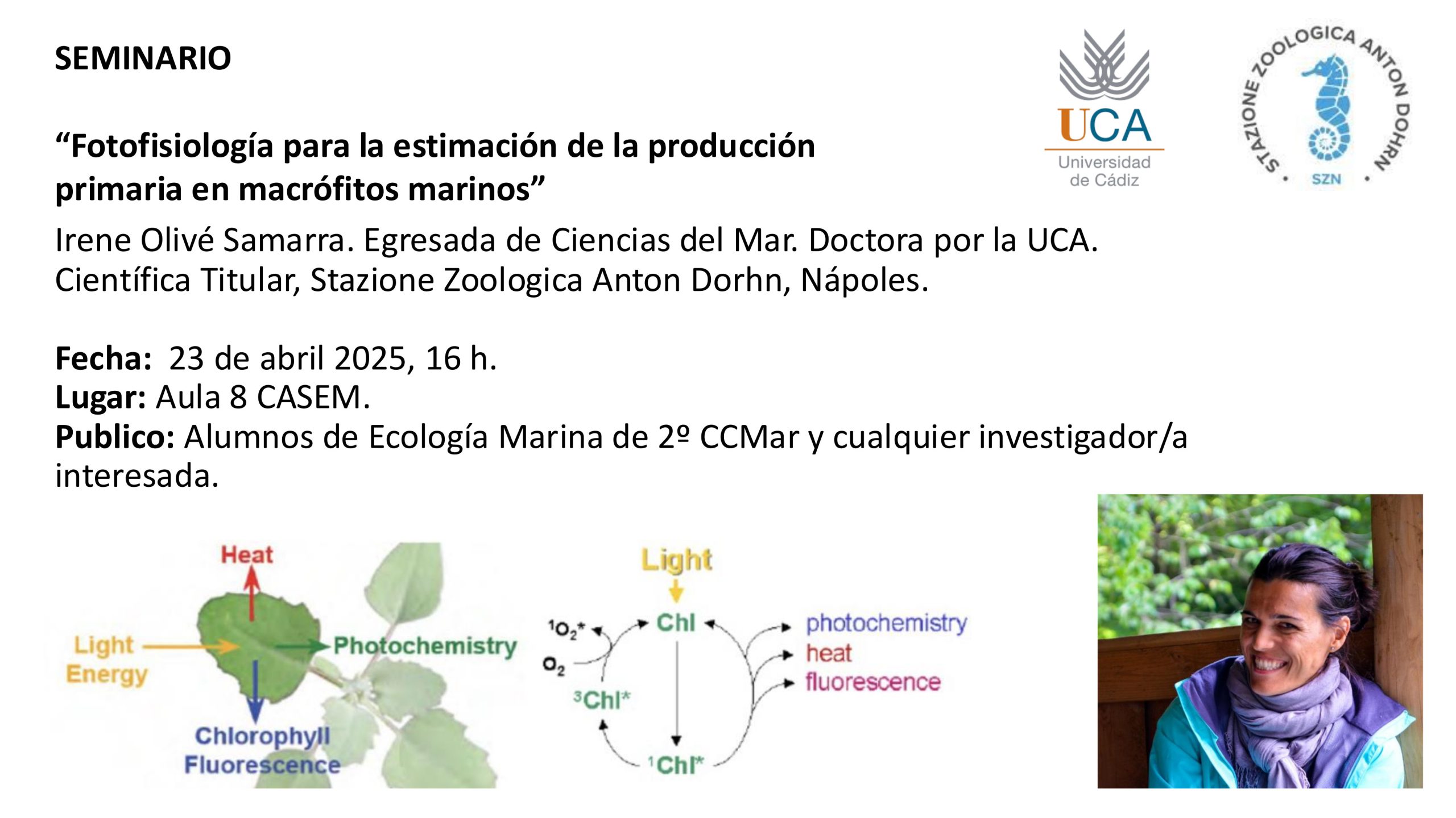 Seminario “Fotofisiología para la estimación de la producción primaria en macrófitos marinos”